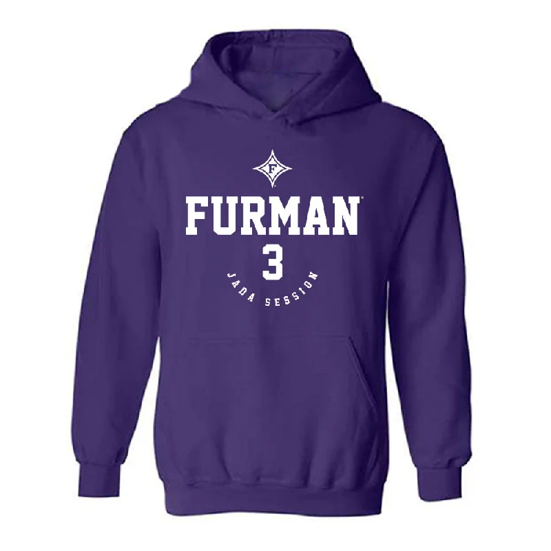 Furman - NCAA Women's Basketball : Jada Session - Classic Fashion Shersey Hooded Sweatshirt Hoodie with Gradient Ombre Colorful Furman - NCAA Women's Basketball : Jada Session - Classic Fashion Shersey Hooded Sweatshirt Hoodie with Gradient Ombre Colorful
