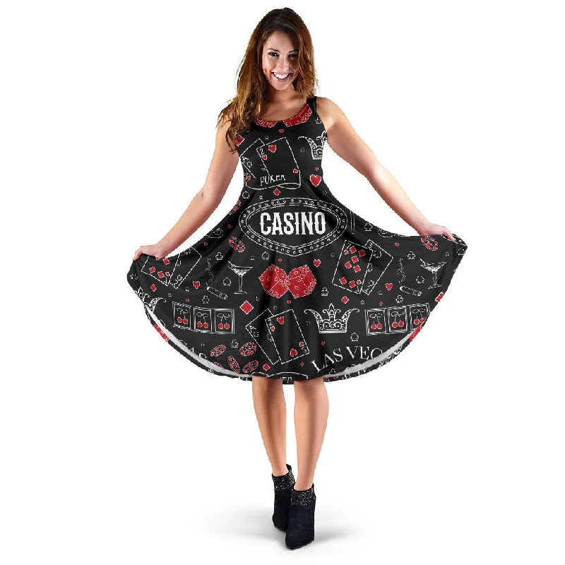 Casino Poker Pattern Print Dress Tunics Running lightweight
