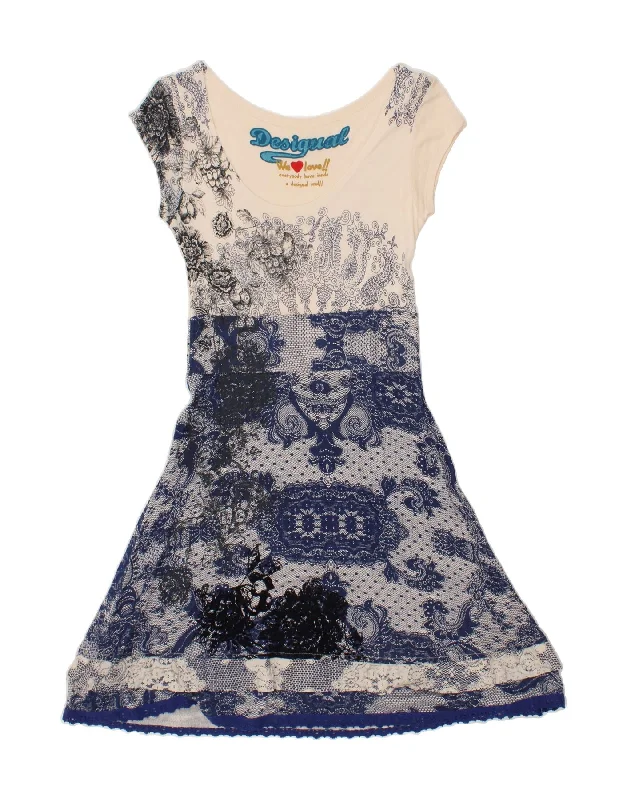 DESIGUAL Womens Graphic A-Line Dress UK 14 Large Blue Paisley Viscose Tunics Trousers formal DESIGUAL Womens Graphic A-Line Dress UK 14 Large Blue Paisley Viscose Tunics Trousers formal