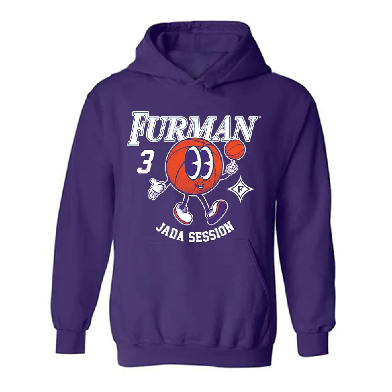 Furman - NCAA Women's Basketball : Jada Session - Fashion Shersey Hooded Sweatshirt Hoodie with Typography Text Message Furman - NCAA Women's Basketball : Jada Session - Fashion Shersey Hooded Sweatshirt Hoodie with Typography Text Message