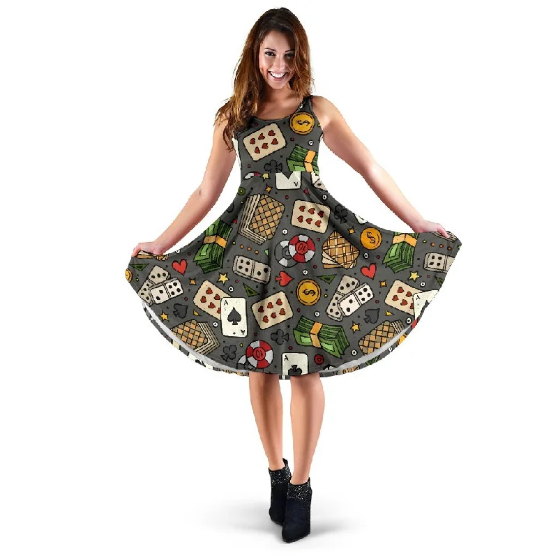 Poker Casino Pattern Print Dress Tunics Occasion special