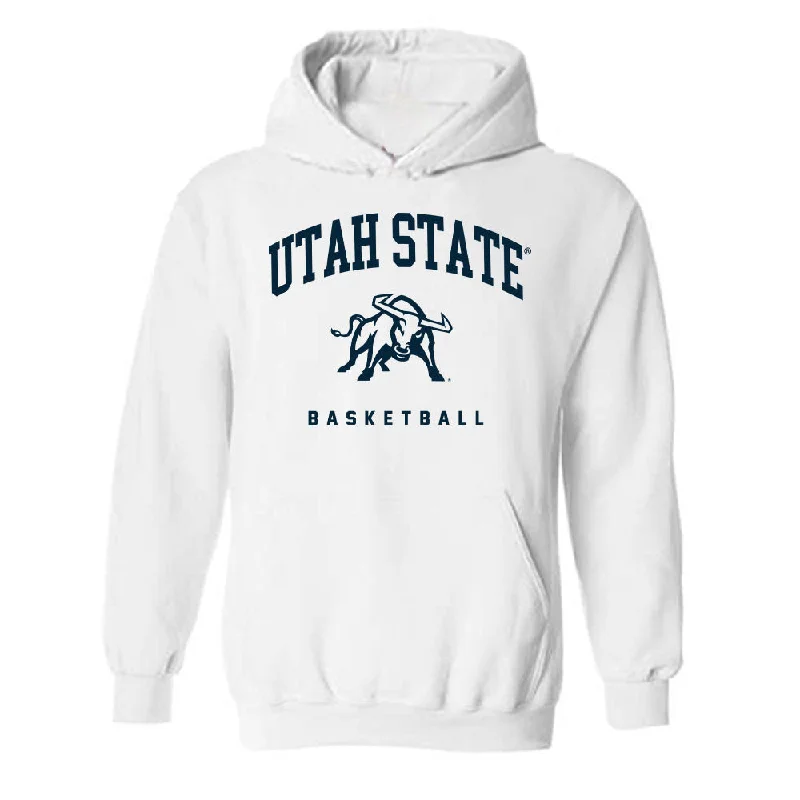 Utah State - NCAA Women's Basketball : Jamisyn Heaton - Hooded Sweatshirt Hoodie with Hem Frayed Vintage Worn Utah State - NCAA Women's Basketball : Jamisyn Heaton - Hooded Sweatshirt Hoodie with Hem Frayed Vintage Worn
