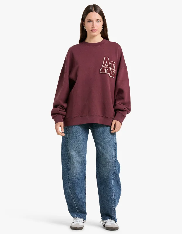 Miles Oversized Sweatshirt Letterman - Dark Burgundy Oversized Hoodie Comfort Casual Miles Oversized Sweatshirt Letterman - Dark Burgundy Oversized Hoodie Comfort Casual