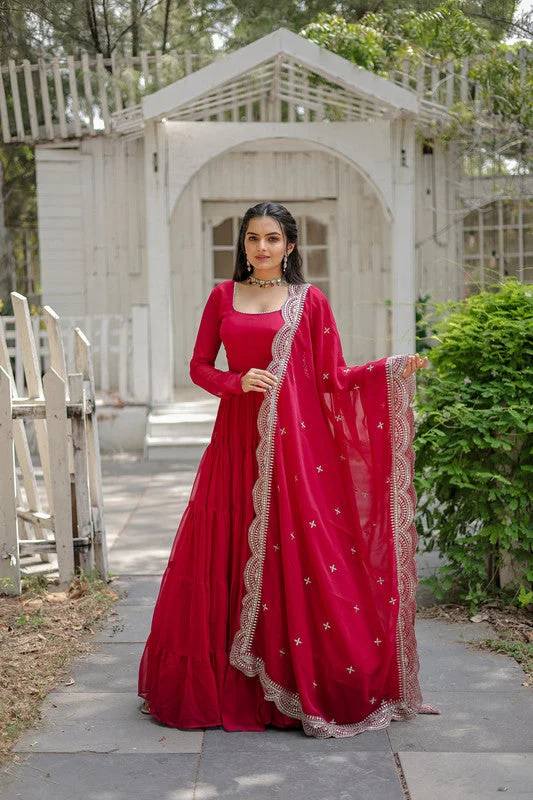 Jyoti Fashion Women's Rani Pink Faux Georgette 5 Layer Frill Anarkali Dress with Dupatta Tunics Practical easy-care Jyoti Fashion Women's Rani Pink Faux Georgette 5 Layer Frill Anarkali Dress with Dupatta Tunics Practical easy-care