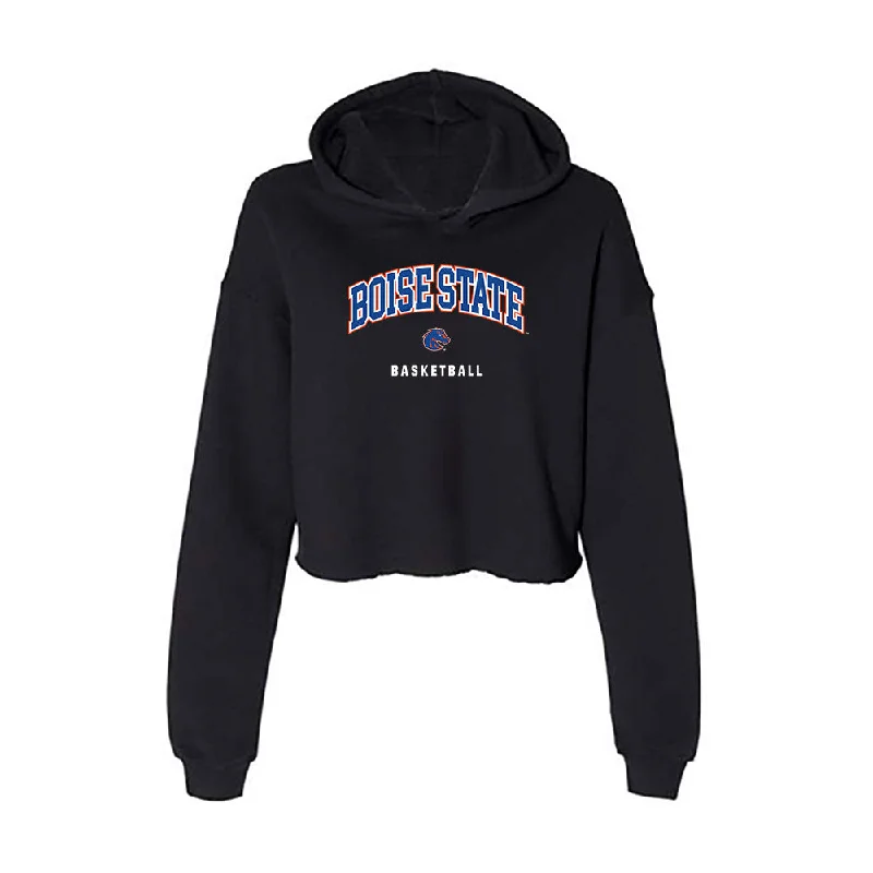 Boise State - NCAA Women's Basketball : Libby Hutton - Women's Crop Fleece Hoodie Hoodie with Velcro Closure Adjustable Secure Boise State - NCAA Women's Basketball : Libby Hutton - Women's Crop Fleece Hoodie Hoodie with Velcro Closure Adjustable Secure