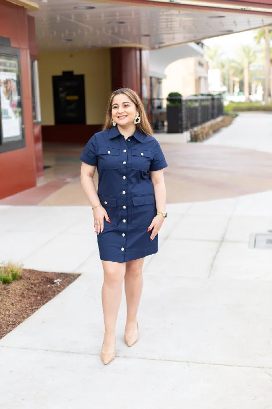 Stretch Chino Button Front Dress Tunics Plaid country