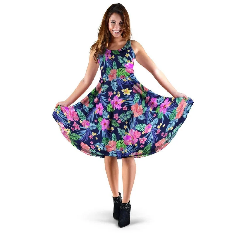 Tropical Exotic Flowers Hibiscus Hawaiian Print Dress Tunics Brand named