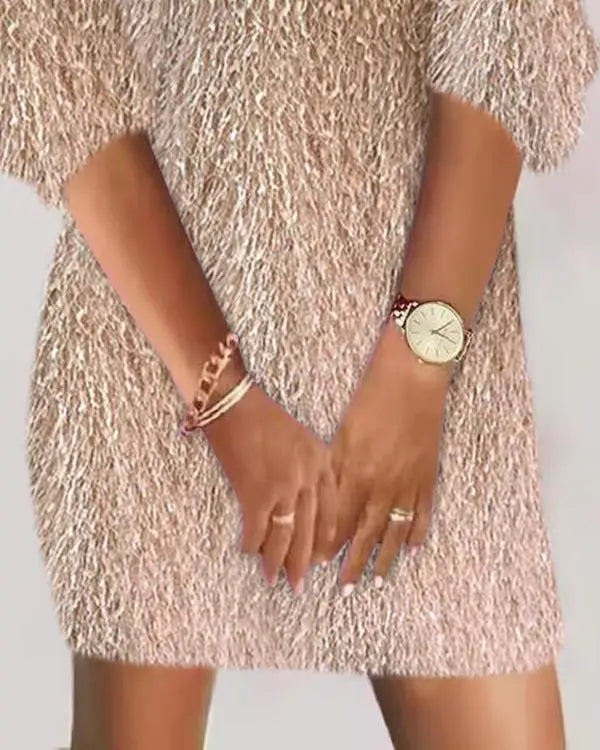 Fluffy Cold Shoulder Casual Dress Tunics Ceremony elegant