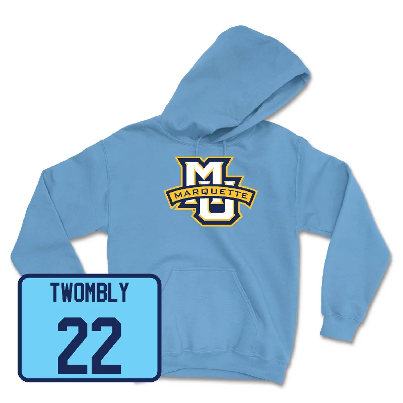 Championship Blue Women's Soccer Marquette Hoodie - Abby Ruhland Hoodie with Exposed Zipper Edgy Industrial Championship Blue Women's Soccer Marquette Hoodie - Abby Ruhland Hoodie with Exposed Zipper Edgy Industrial
