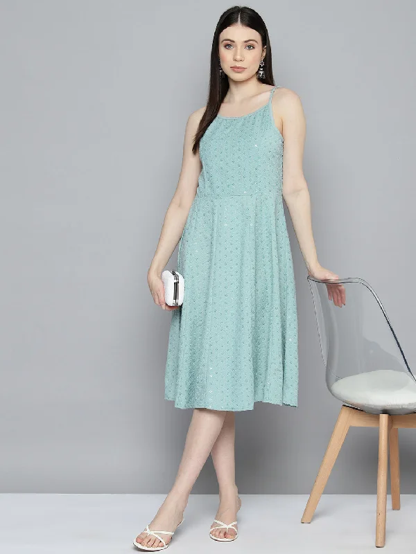 Jompers Women's Sequin work, anarkali ethnic dress - Light-Blue Tunics Long Elegant