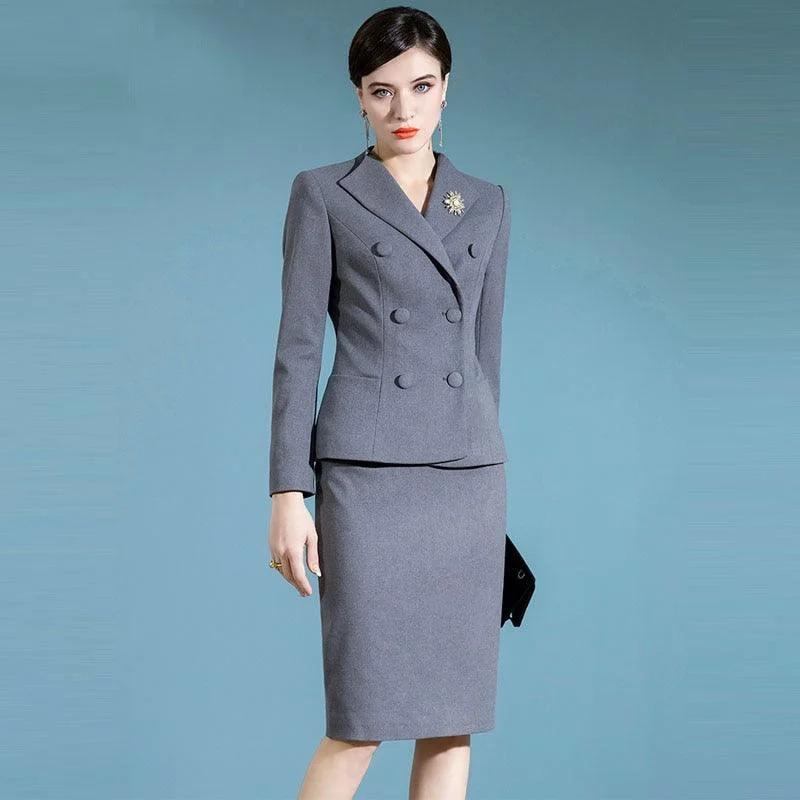 High End Professional Female Boss Formal Dress Suit Tunics Winter warm