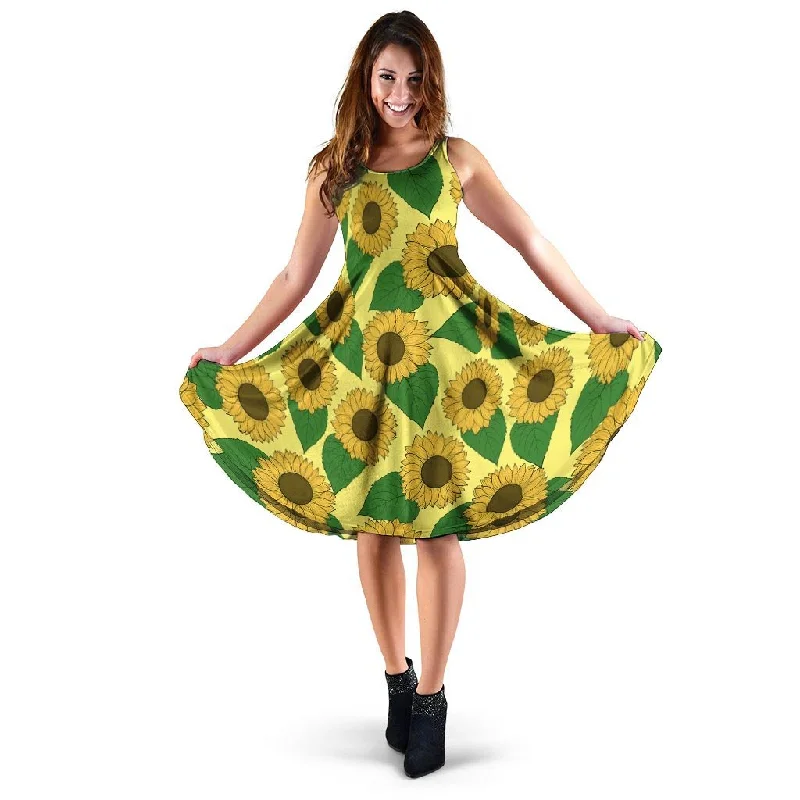 Yellow Sunflower Dress Tunics Chic fashionable
