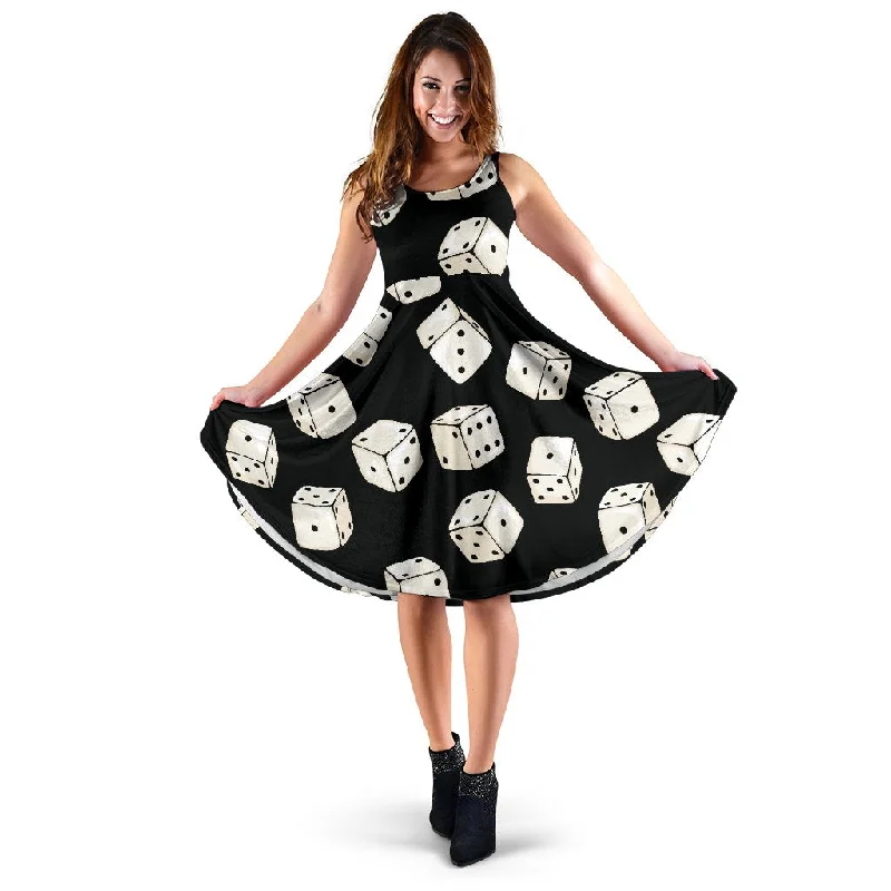 Casino Dice Pattern Print Dress Tunics Office stylish