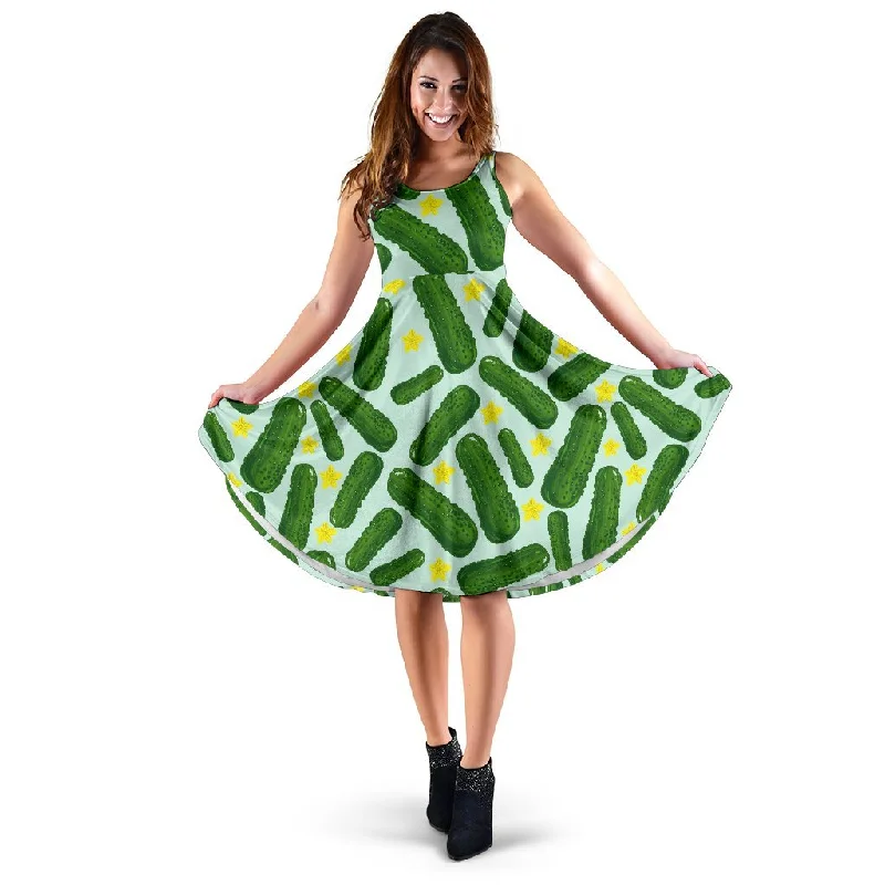 Pickle Cucumber Pattern Print Dress Tunics Spring floral