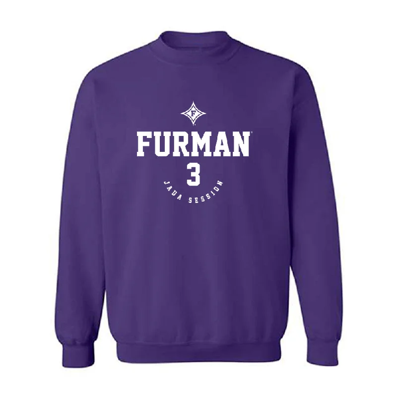 Furman - NCAA Women's Basketball : Jada Session - Classic Fashion Shersey Crewneck Sweatshirt Hoodie with Metallic Shiny Futuristic Furman - NCAA Women's Basketball : Jada Session - Classic Fashion Shersey Crewneck Sweatshirt Hoodie with Metallic Shiny Futuristic