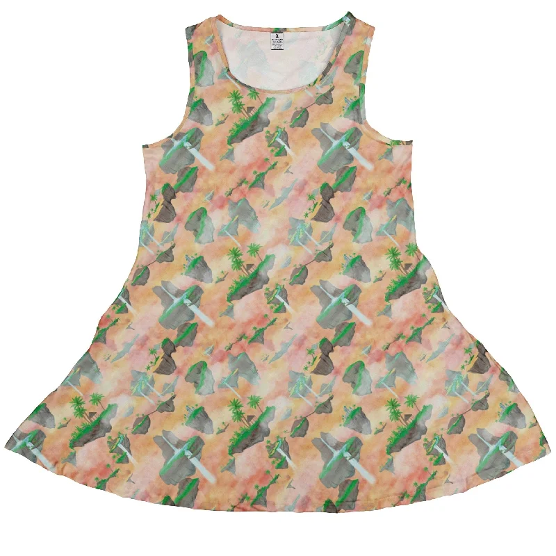 Fantasy Floating Isles Sunset Dnd Dress Tunics Mesh breathable