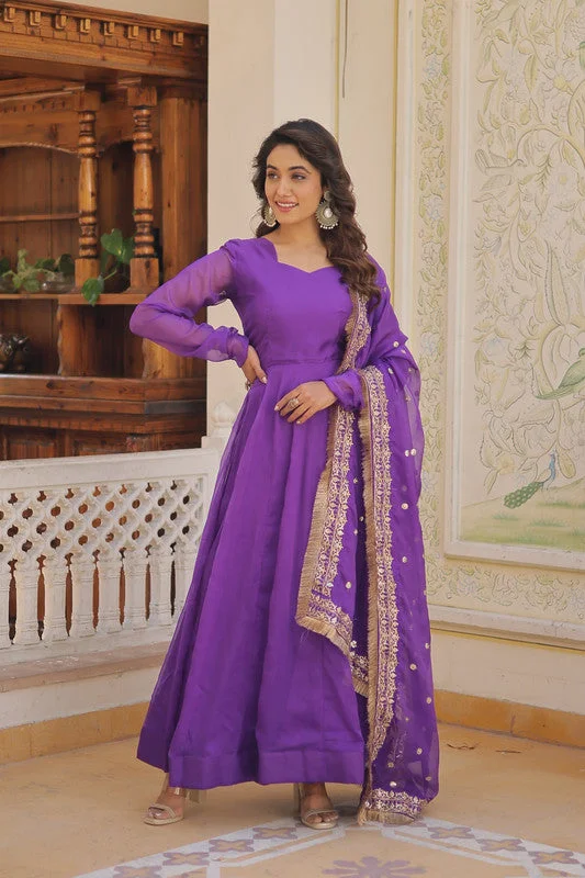 Jyoti Fashion Women's Purple Russian Silk Kali work Partywear Anarkali Dress with Dupatta Tunics Handmade artisanal Jyoti Fashion Women's Purple Russian Silk Kali work Partywear Anarkali Dress with Dupatta Tunics Handmade artisanal