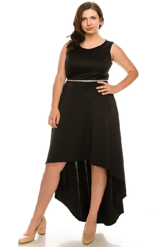 Shelby Nites Neoprene High Low Dress with Rhinestone Waist (Additional Colors) Tunics Review highly