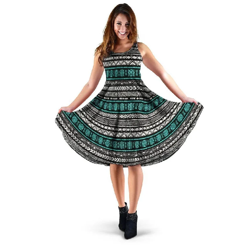 White and Turquoise Tribal Navajo Hand Drawn Dress Tunics Practical durable