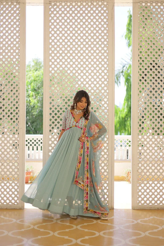 Jyoti Fashion Women's Sky Blue Faux Georgette Sequins Zari Embroidered Anarkali Dress with Dupatta Tunics Canvas sturdy Jyoti Fashion Women's Sky Blue Faux Georgette Sequins Zari Embroidered Anarkali Dress with Dupatta Tunics Canvas sturdy