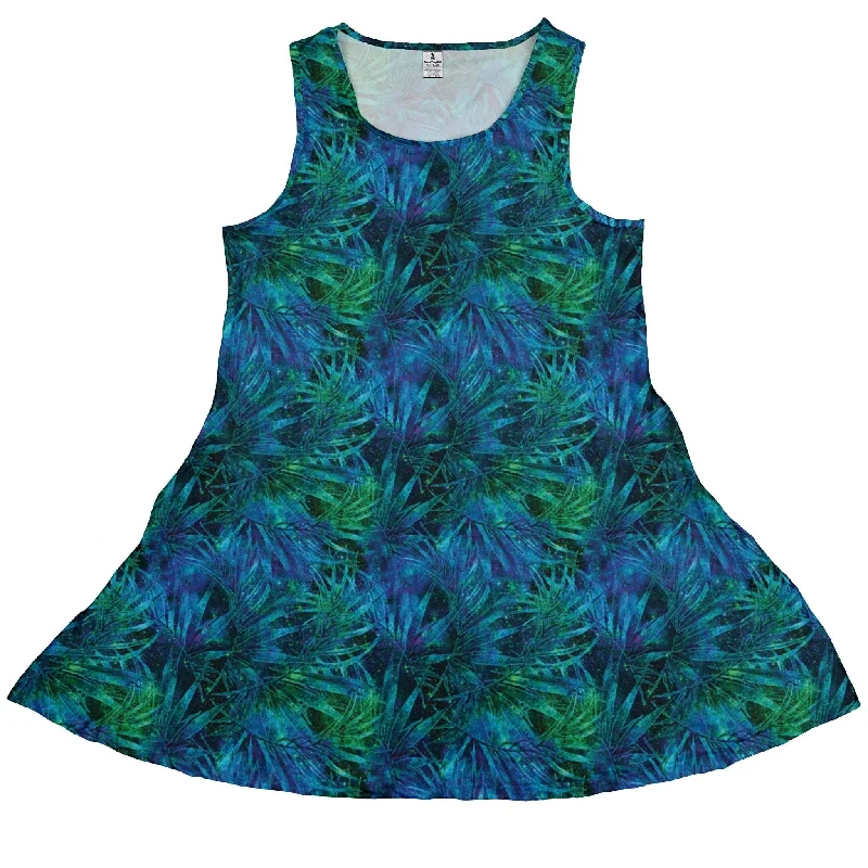 Blue Green Hawaiian Space Dress Boat Neckline Classic