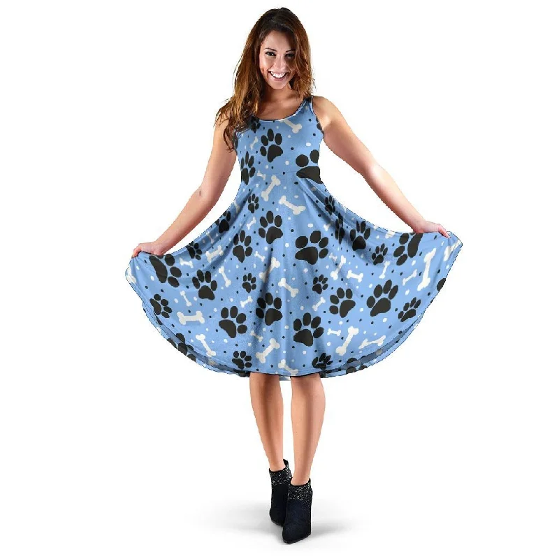 Dog Bone Paw Dress Tunics Denim casual
