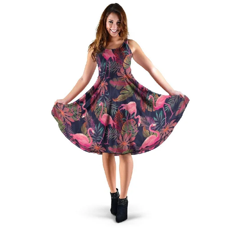 Tropical Flamingo Hawaiian Print Dress Tunics Vintage classic