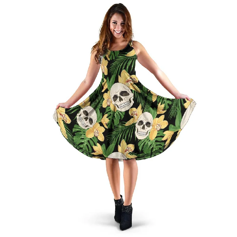 Tropical Floral Skull Dress Tunics Prom sequined