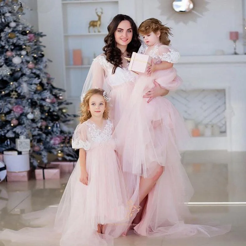Pink Dresses for Mother and Daughter Tunics Plaid country