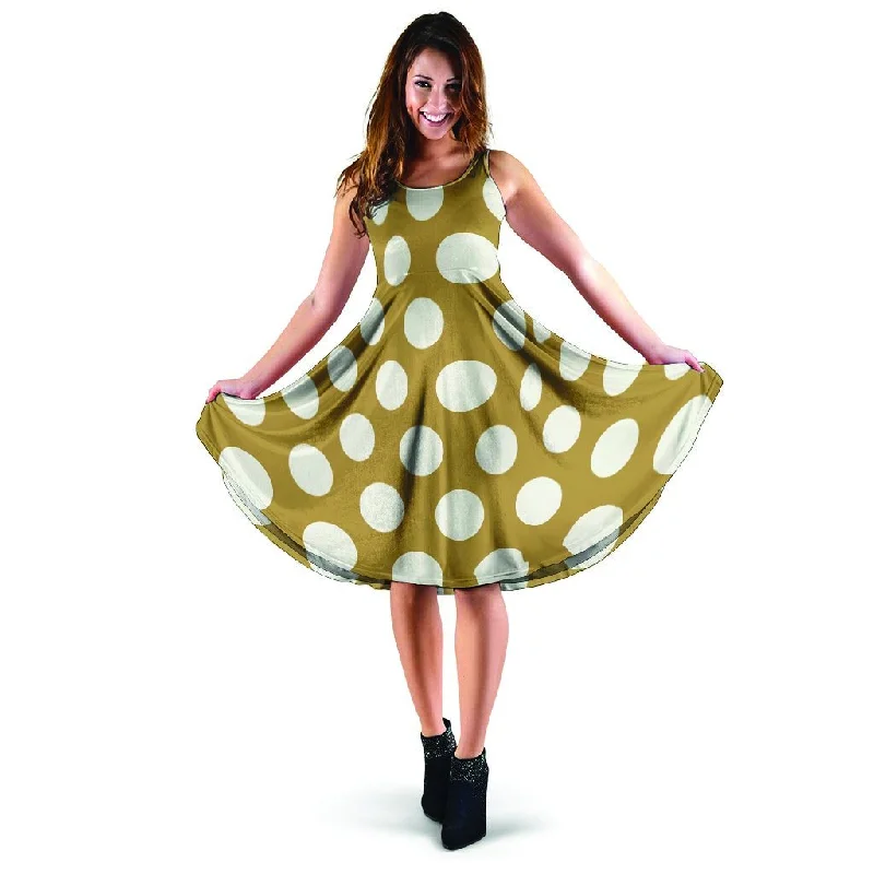 White And Yellow Polka Dot Dress Tunics Sophisticated sleek