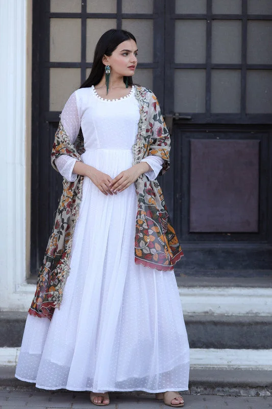 Jyoti Fashion Women's White Georgette Butti work Partywear Anarkali Dress with Dupatta Tunics Cozy soft Jyoti Fashion Women's White Georgette Butti work Partywear Anarkali Dress with Dupatta Tunics Cozy soft