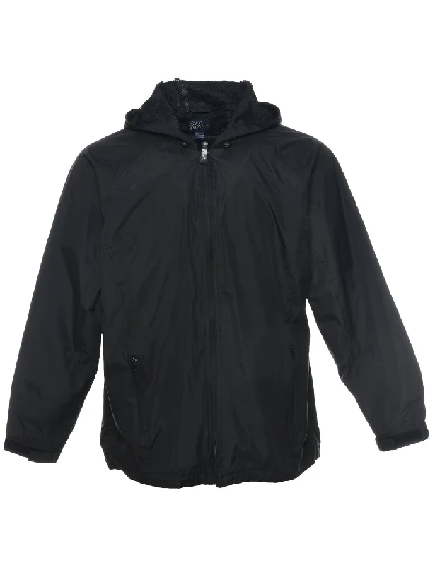 Black Jacket - L Notch Collar Peter Pan Collar Cowl Neck