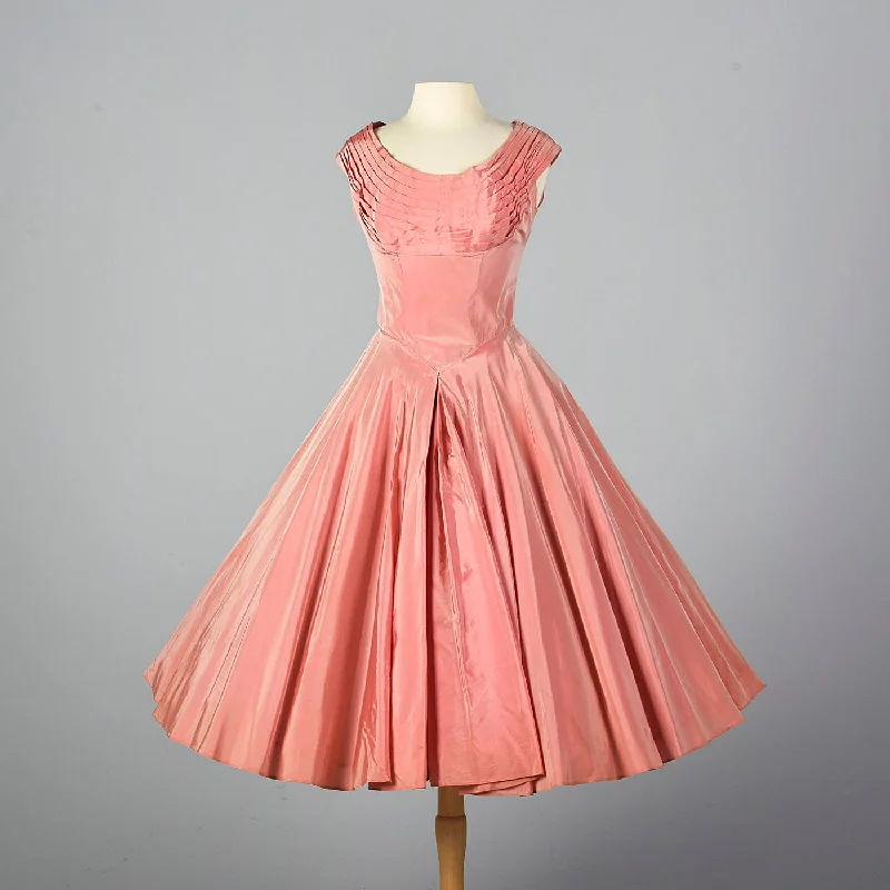 1950s Pink Taffeta Party Dress Tunics Chinos classic