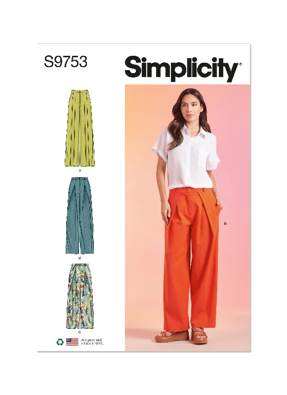 Simplicity Pattern S9753 Misses' Pants Relaxed High-Waist Trousers