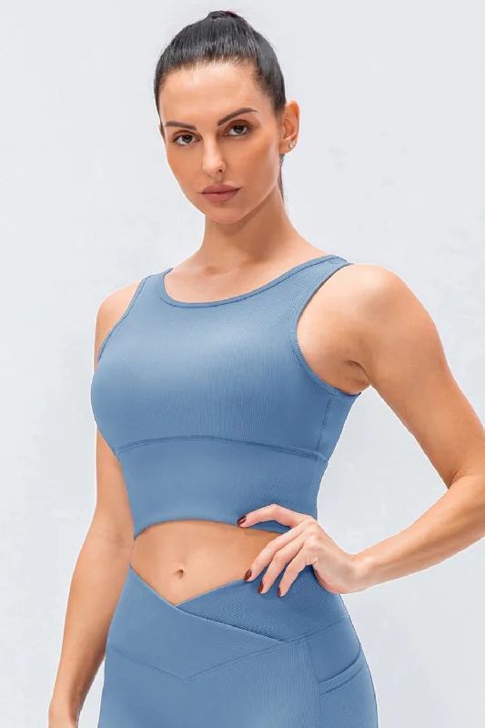 Reversible Ribbed Cropped Yoga Tank lounge tank top