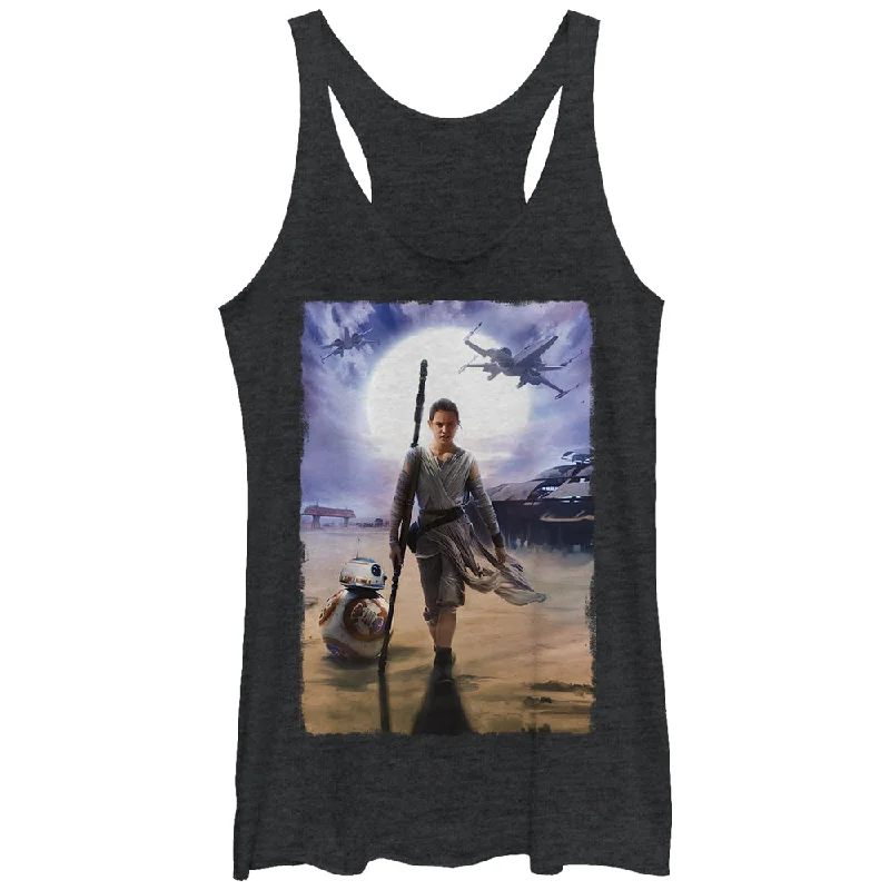 Women's Star Wars The Force Awakens Rey on Jakku Racerback Tank Top sheer tank top