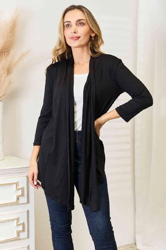 Culture Code Open Front Cardigan Mesh Blend Leather Blend Suede Blend