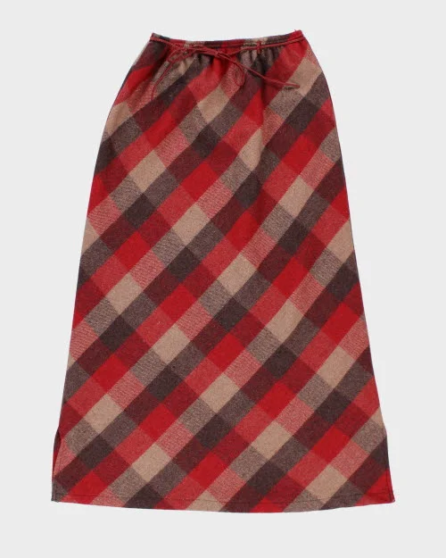 Vintage Check Wool Blend Skirt - S athletic skirt fit
