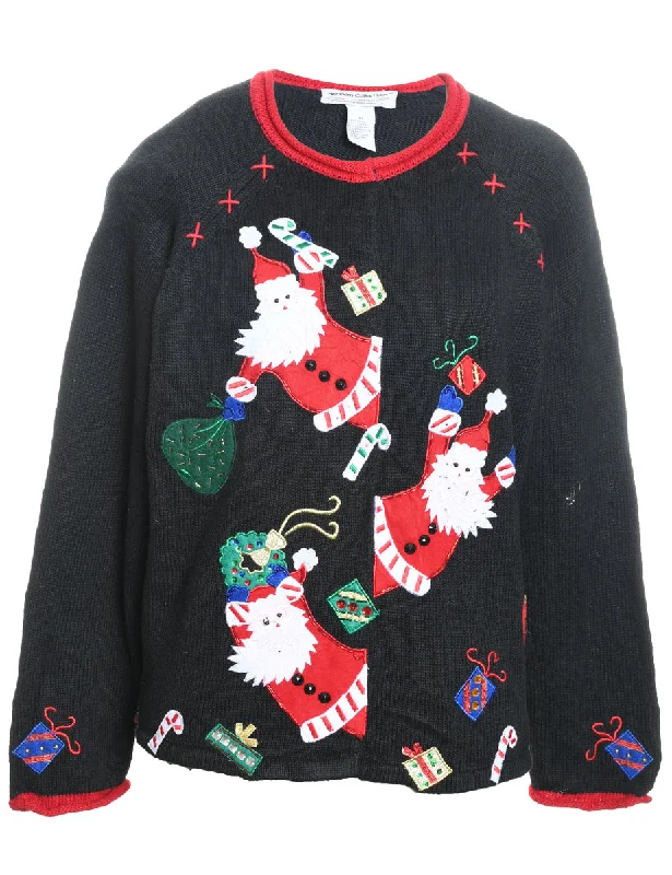Santa Claus Christmas Cardigan - XL Fitted Slim Tailored
