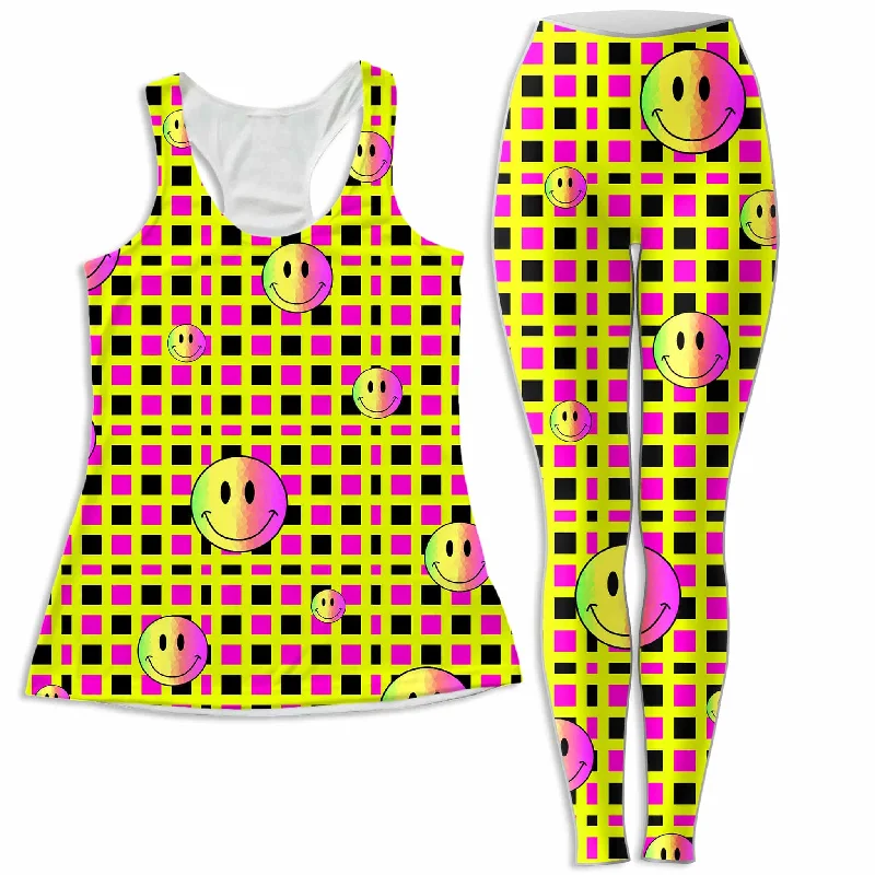 Happy Plaid Women's Tank and Leggings Combo metallic tank top