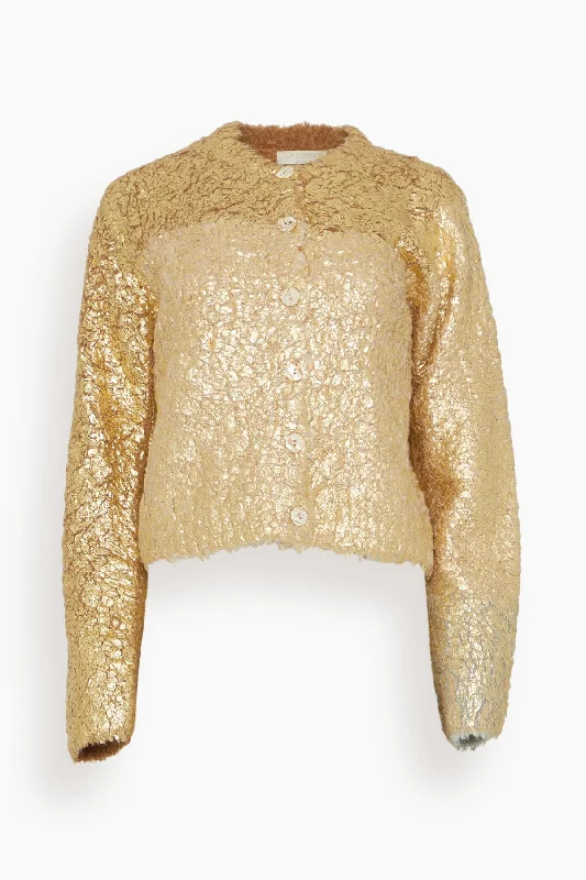Keira Cardigan in Gilt Hooded Caped Shawl Collar