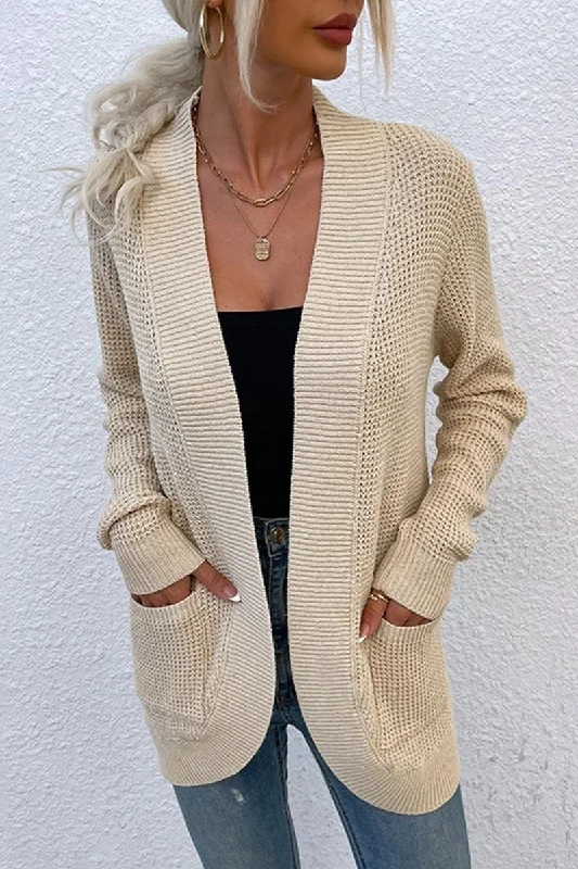 OPEN FRONT SIMPLE BASIC LIGHT CARDIGAN Zippered Buttoned Snapped