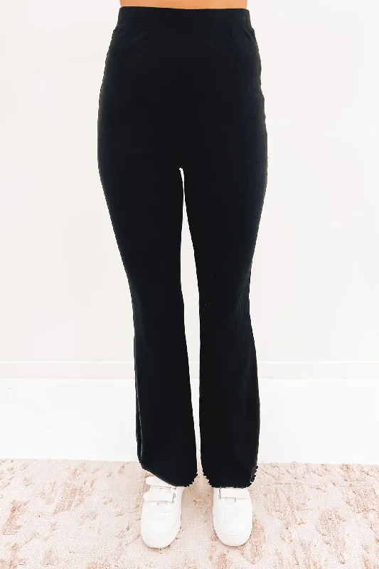 AAE Rib Flare Pant Black Classic Straight Pants