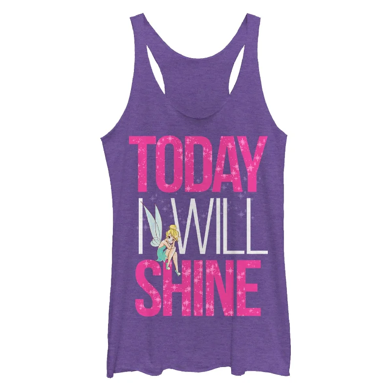 Women's Peter Pan Tinker Bell Shine Racerback Tank Top gold tank top