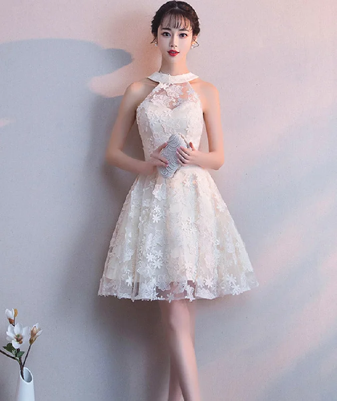 Cute tulle lace short prom dress party dress  8415 Crew Neckline Casual