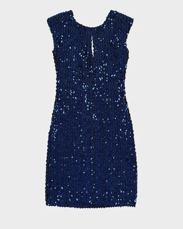Vintage 1990s Blue Sequin Party Dress - S Tunics New arrival