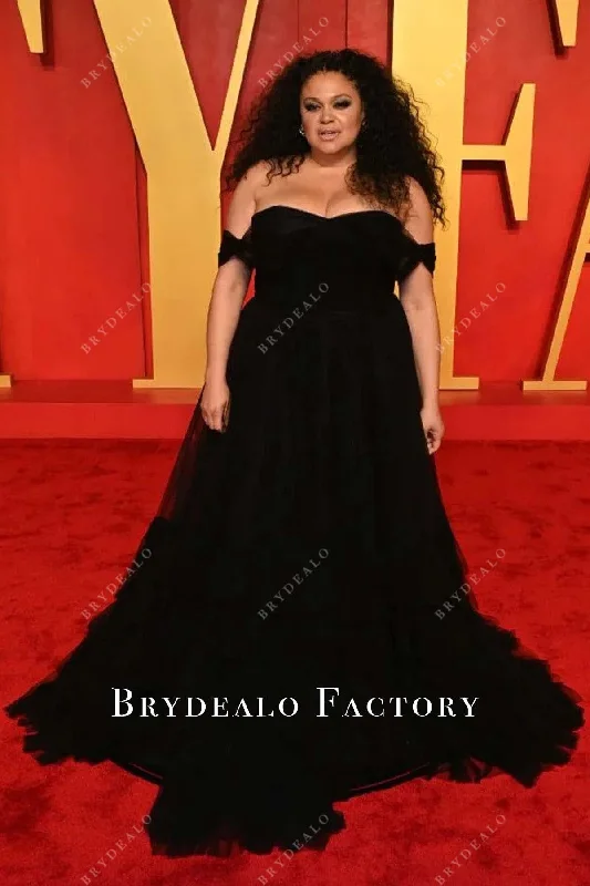 Michelle Buteau Black Tulle 2024 Oscars After Party Dress Tunics Office stylish