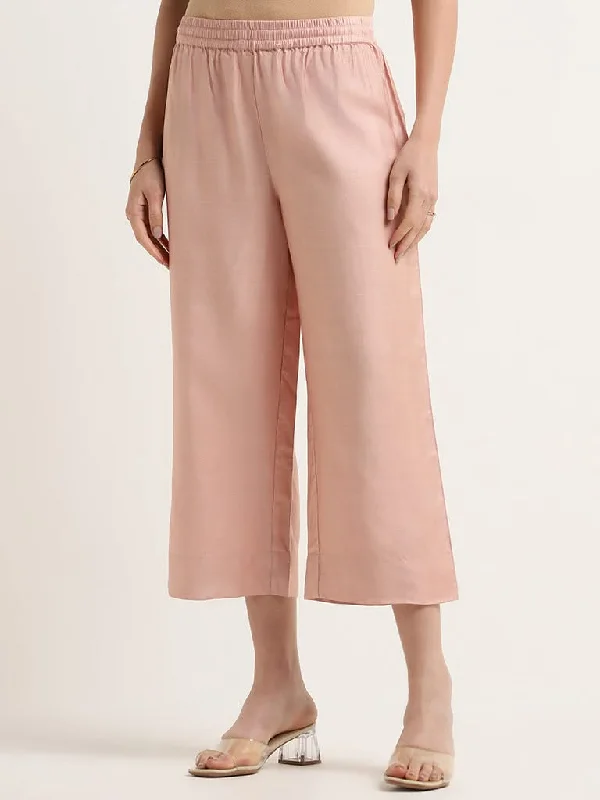 Zuba Peach Straight-Leg Pants Cozy Full-Length Pants