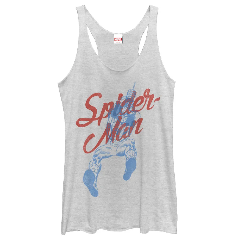 Women's Marvel Spider-Man Cursive Racerback Tank Top fitness tank top