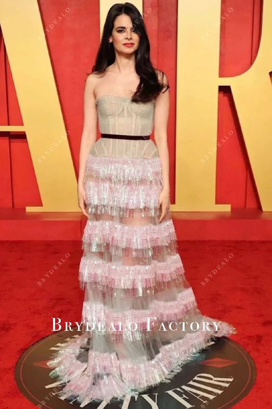 Aria Mia Loberti Strapless 2024 Oscars After Party Dress Crew Neckline Casual